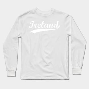 Ireland Pride Vintage Retro St Patricks Day Varsity White Long Sleeve T-Shirt